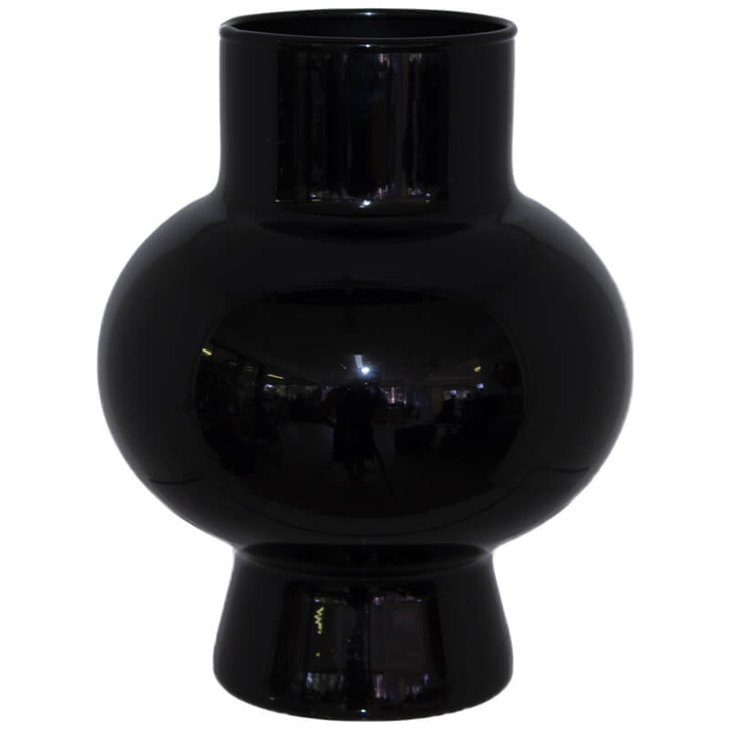 BLACK SATURN VASE 18X15CM