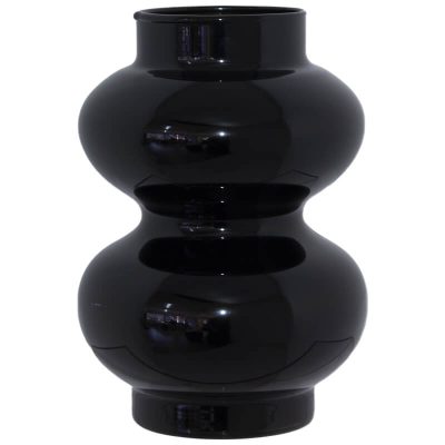 BLACK DOUBLE BALL VASE 19X14CM