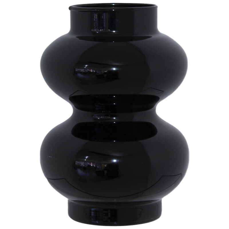 BLACK DOUBLE BALL VASE 19X14CM