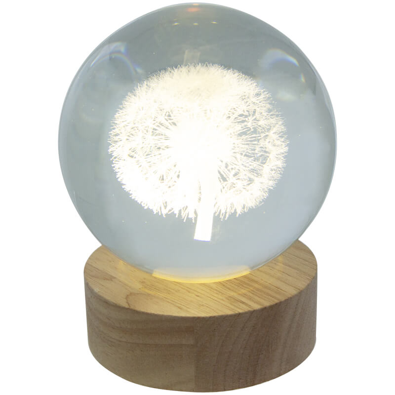LED BALL DECOR ON STAND 10X10CM DANDELION
