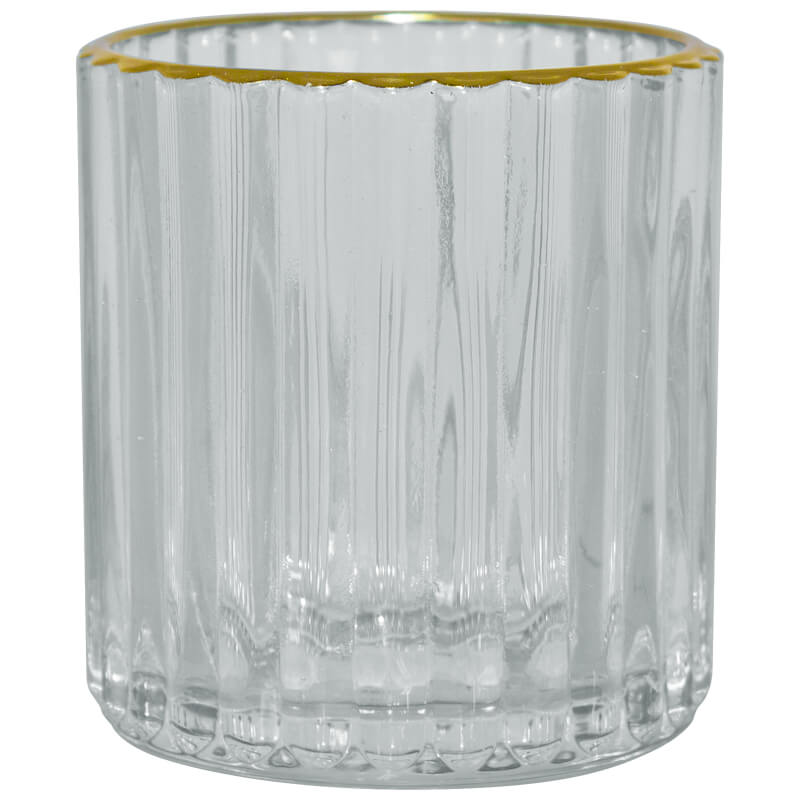 ORLA CLEAR/GOLD RIM VOTIVE 8CM