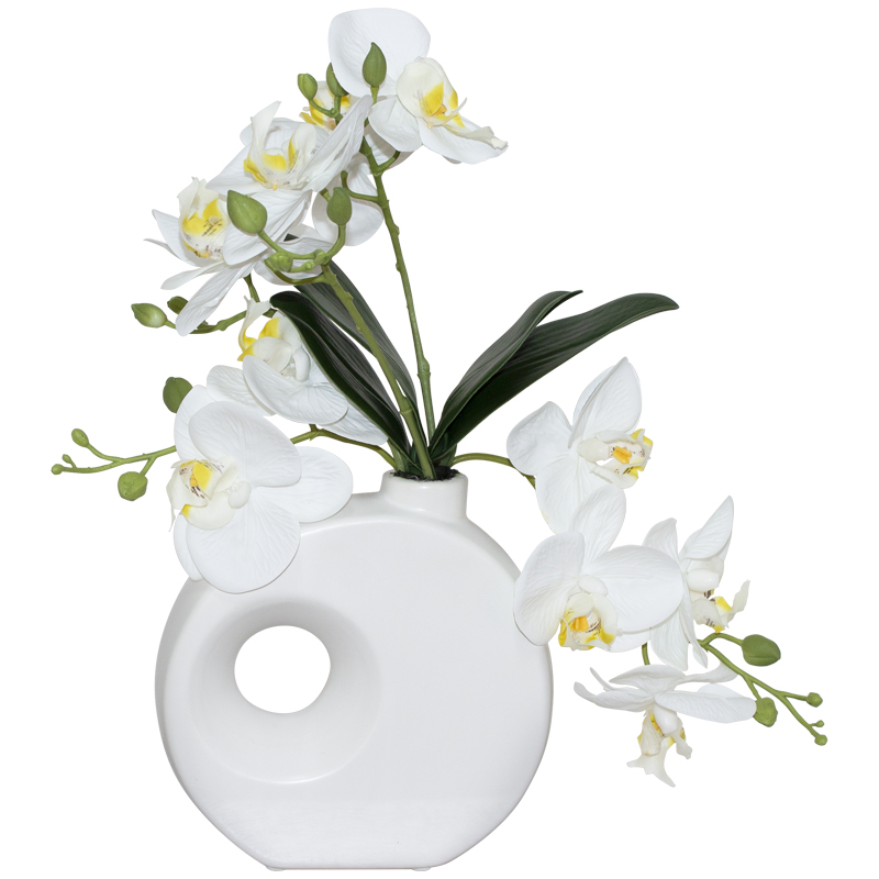 WHITE ORCHID IN WHITE VASE 41CM