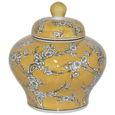 FLEUR YELLOW GINGER JAR/LID 25CM