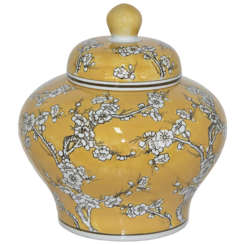 FLEUR YELLOW GINGER JAR/LID 25CM