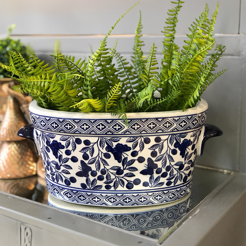 BLUE OLIVE OVAL PLANTER 36X20X16C - Image 3