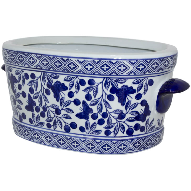 BLUE OLIVE OVAL PLANTER 36X20X16C - Image 2