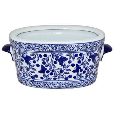 BLUE OLIVE OVAL PLANTER 36X20X16C