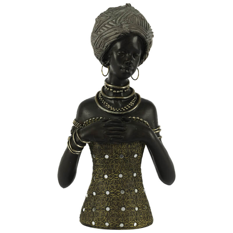 AFRICAN LADY 33CM ARMS ON CHEST