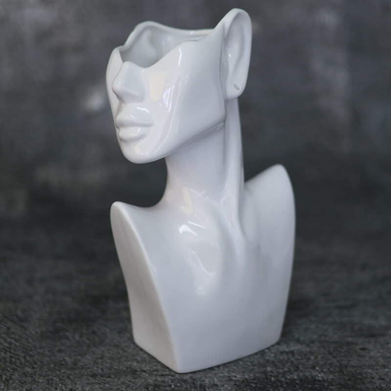 MAYA FACE VASE WHITE 23CM - Image 2