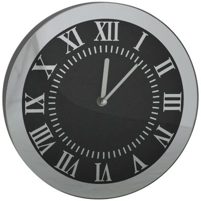 BLACK GLITTER ROUND CLOCK 25CM