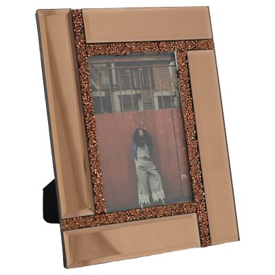 BRONZE PHOTO FRAME DIAMOND STRIPE 23CM