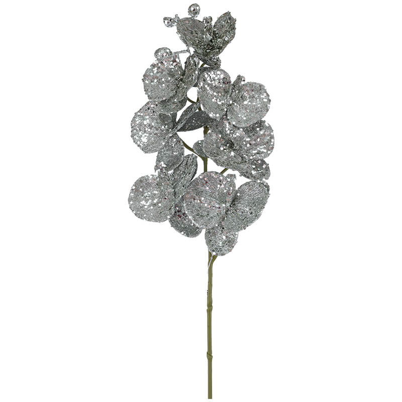 SILVER GLITTER SPRAY ORCHID 86CM