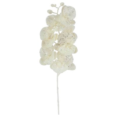WHITE GLITTER SPRAY ORCHID 86CM