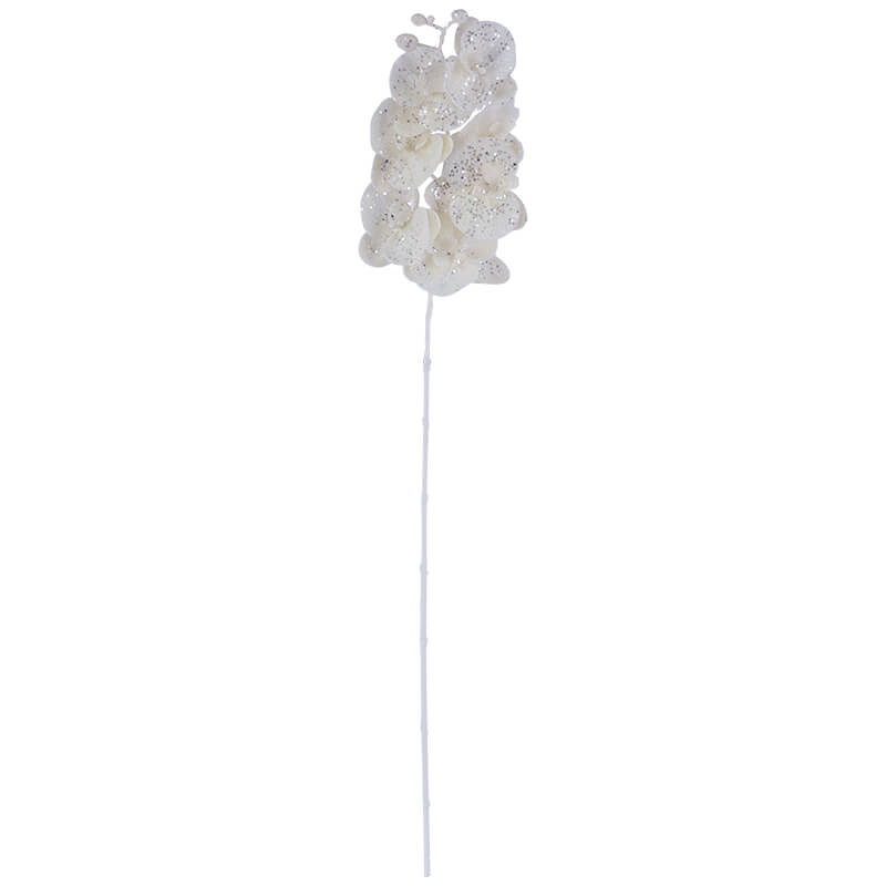 WHITE GLITTER SPRAY ORCHID 86CM - Image 2