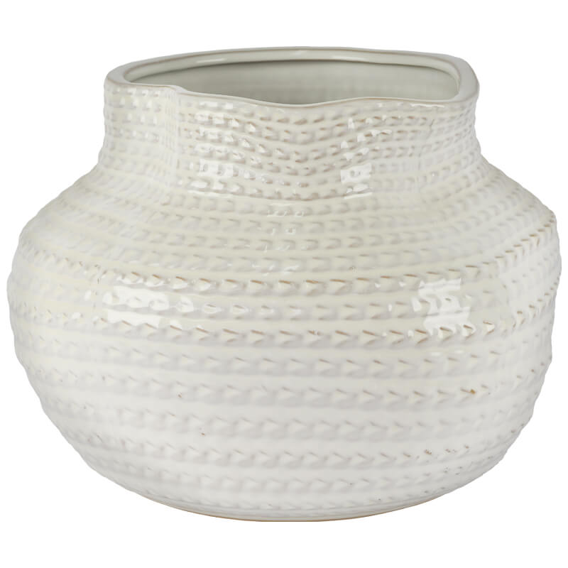 WHITE WEAVE VASE 23X32CM