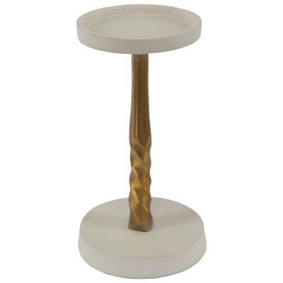 PILLAR CANDLE HOLDER GOLD/WHIT 21