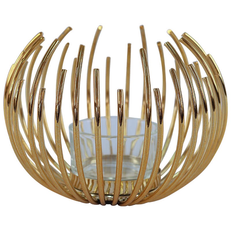 GOLD PIN CUSHION VOTIVE 9CM