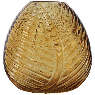 AMBER LEAF BUD VASE 12CM