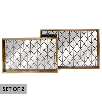 CLARIS GOLD TRAY 45X30/40X25 S/2