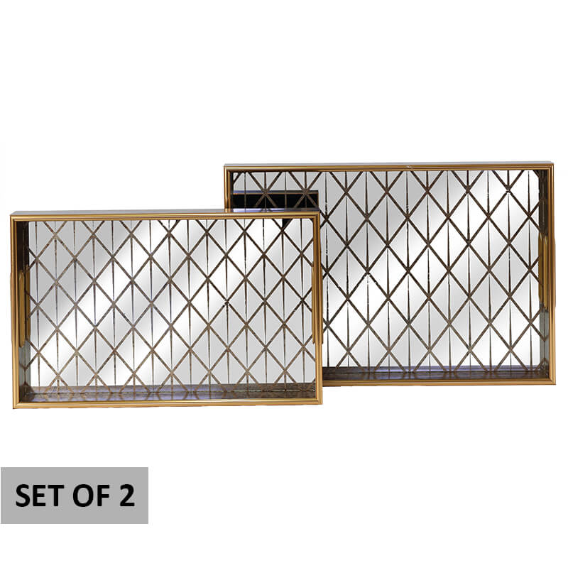CLARIS GOLD TRAY 45X30/40X25 S/2