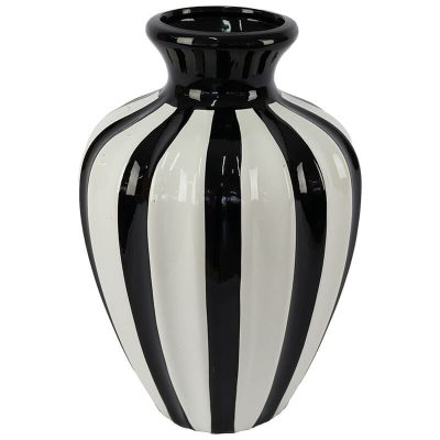 BLACK/WHITE STRIPE VASE 28CM