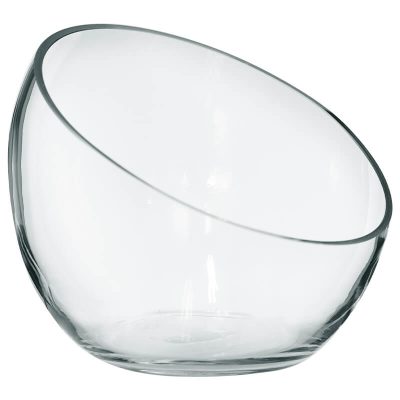 CLEAR SLANTED TOP VASE 15CM