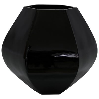 BLACK HEXAGON VASE 18CM