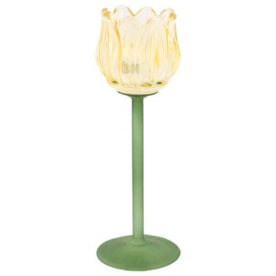 YELLOW TULIP CANDLE HOLDER 22CM