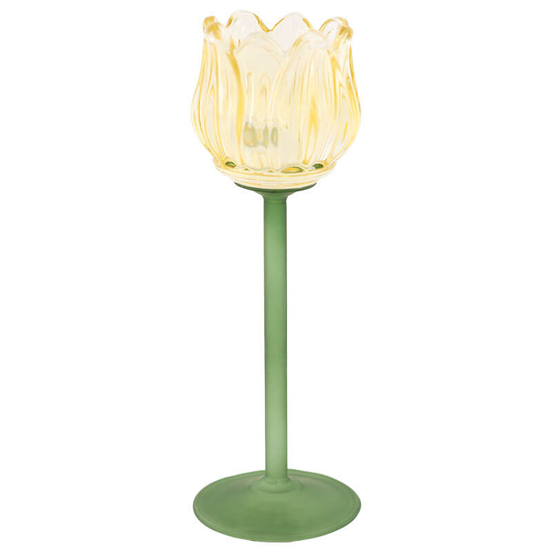 YELLOW TULIP CANDLE HOLDER 22CM