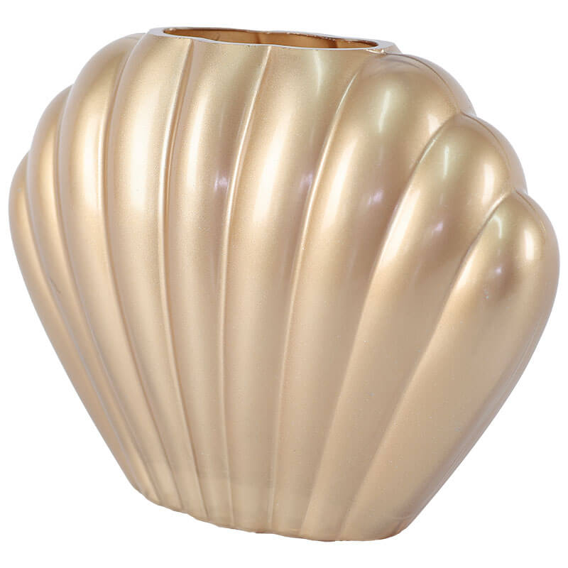 SHELL VASE 17CM METALIC OLD GOLD - Image 2