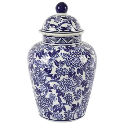 BLUE FLORAL GINGER JAR 35X21CM