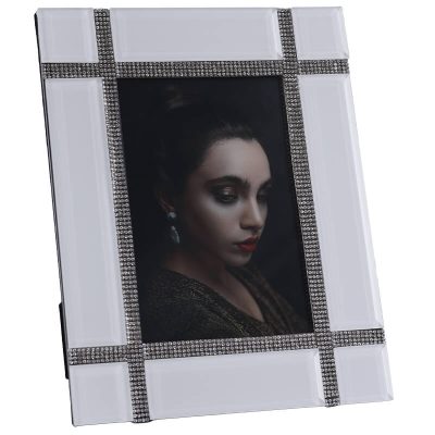 WHITE MIRROR PHOTO FRAME BEADS 26