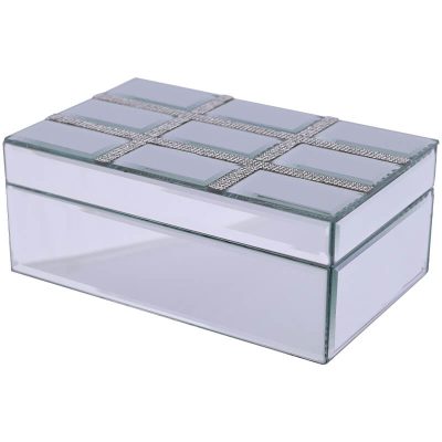 SILVER MIRROR BOX/DIAMONDS21X13X9