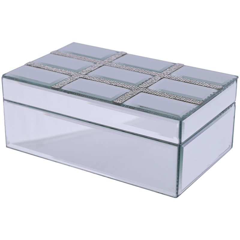 SILVER MIRROR BOX/DIAMONDS21X13X9