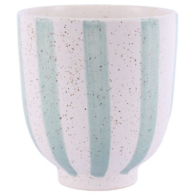 BLUE STRIPE SPECKLED POT 15CM