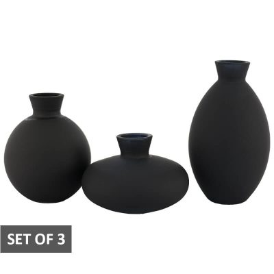 BUD VASE MATT BLACK SET/3 12/9/6