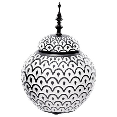 BLACK/WHITE ARCH JAR/LID 31CM