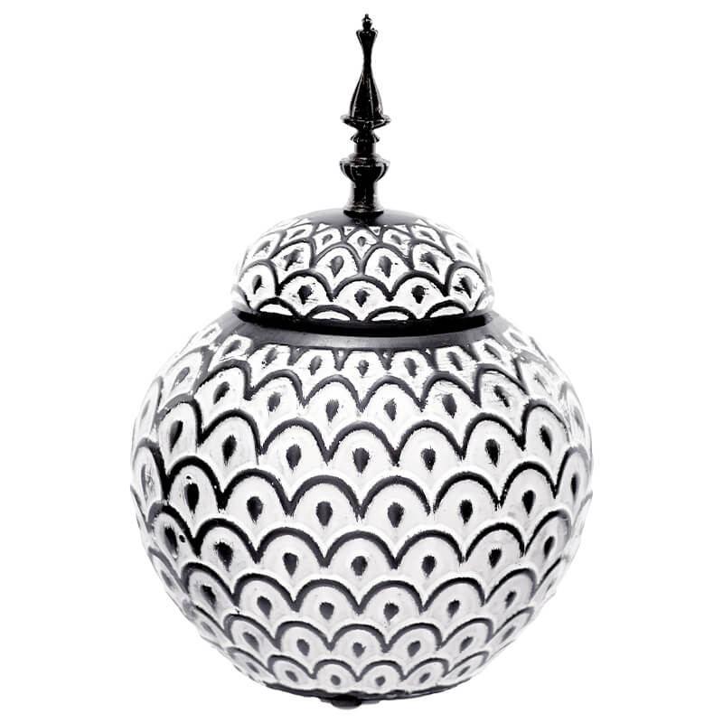 BLACK/WHITE ARCH JAR/LID 31CM