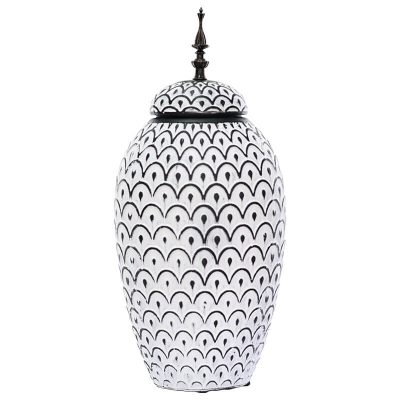 BLACK/WHITE ARCH JAR/LID 46CM
