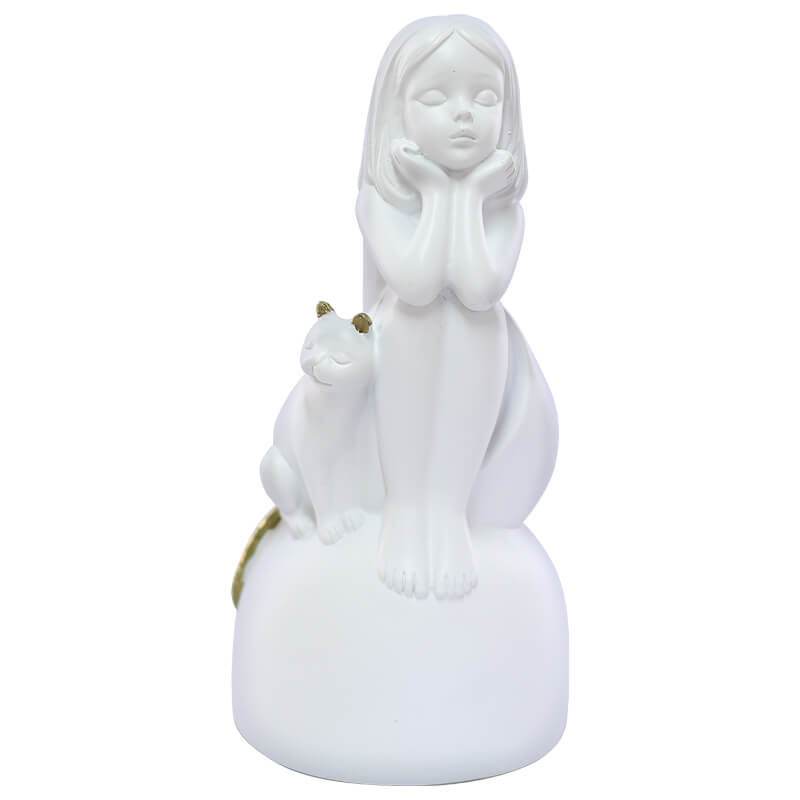 GIRL SITTING ON BALL W/CAT 19X10CM