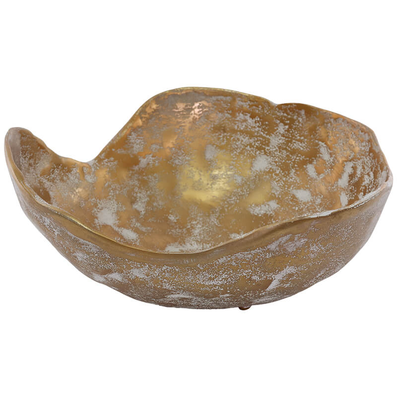 ORGANIC BOWL GOLD/WHITE WASH 28CM - Image 4