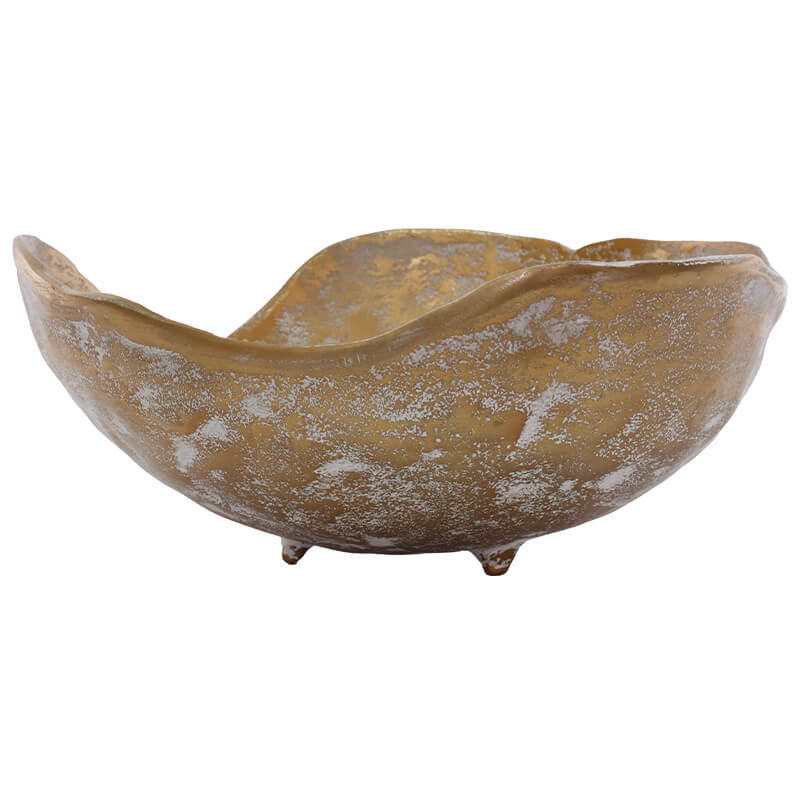 ORGANIC BOWL GOLD/WHITE WASH 28CM - Image 3
