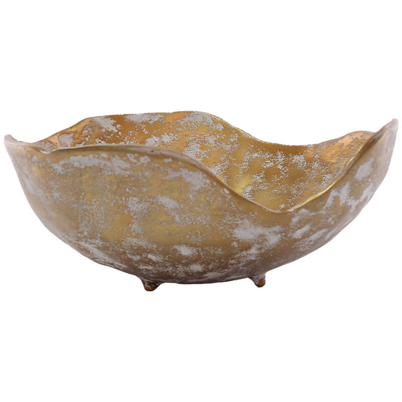 ORGANIC BOWL GOLD/WHITE WASH 28CM - Image 2
