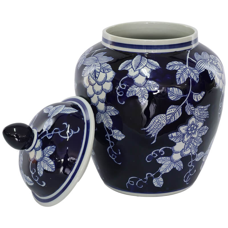 BLUE WHITE JAR/LID 30CM - Image 3