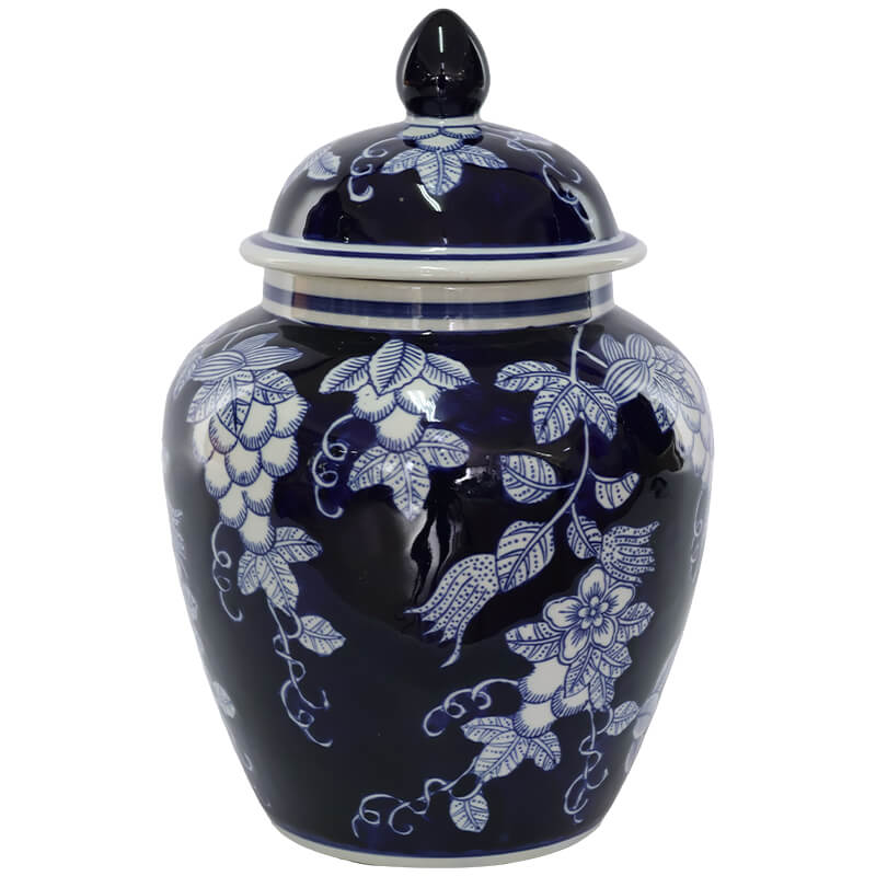 BLUE WHITE JAR/LID 30CM
