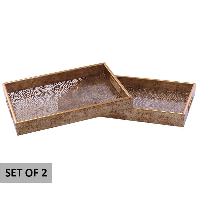 GOLD ZINIA TRAY 40X30/35X25 SET/2 - Image 2