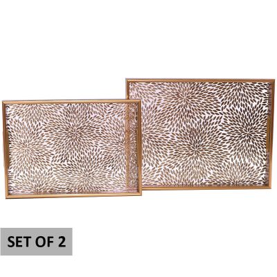 GOLD ZINIA TRAY 40X30/35X25 SET/2