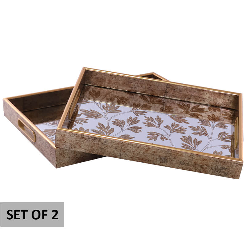 GOLD LEAVES TRAY 40X30/35X25 S/2 - Image 2