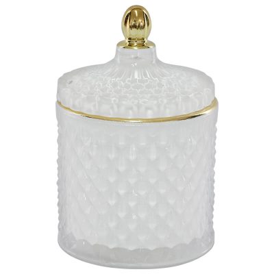 WHITE/GOLD TRINKET BOX 14X9CM