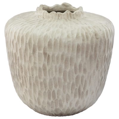 WHITE POMEGRANITE VASE 33X33CM